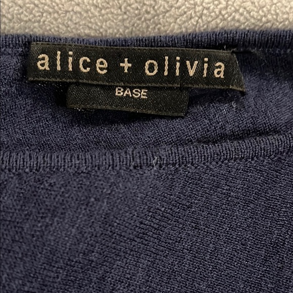Alice + Olivia S/M Navy Blue Asymmetrical Long Sleeve Sweater - Picture 6 of 8